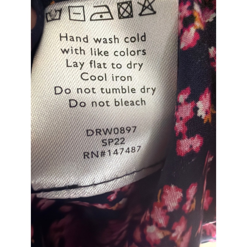 Draper James Dress Women XS Navy Pink Floral Tiered Midi Ruffle Cottagecore Darl - Picture 12 of 12